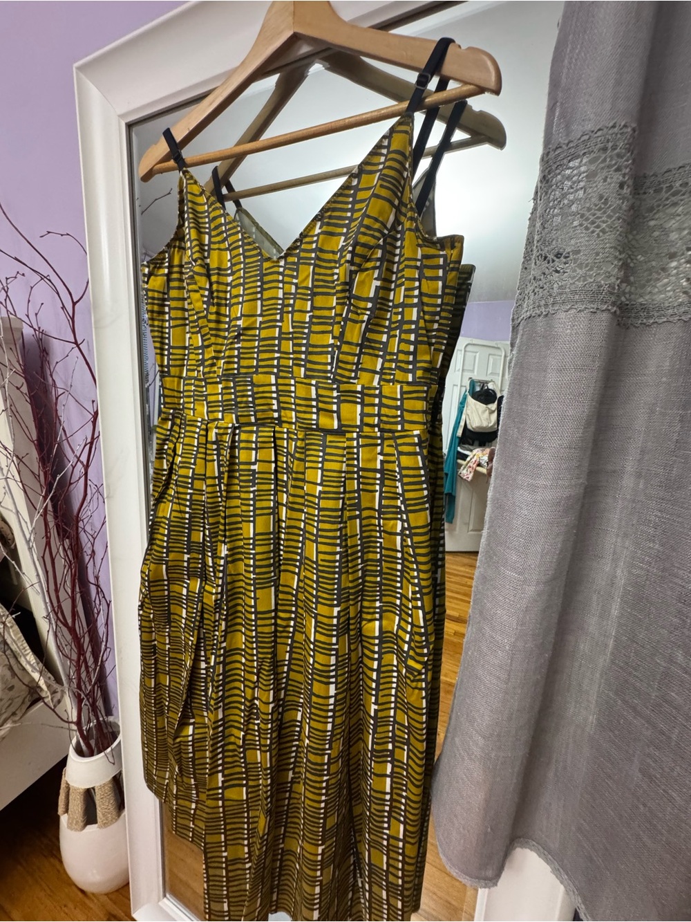 Moda International Mustard Geometric Midi Dress